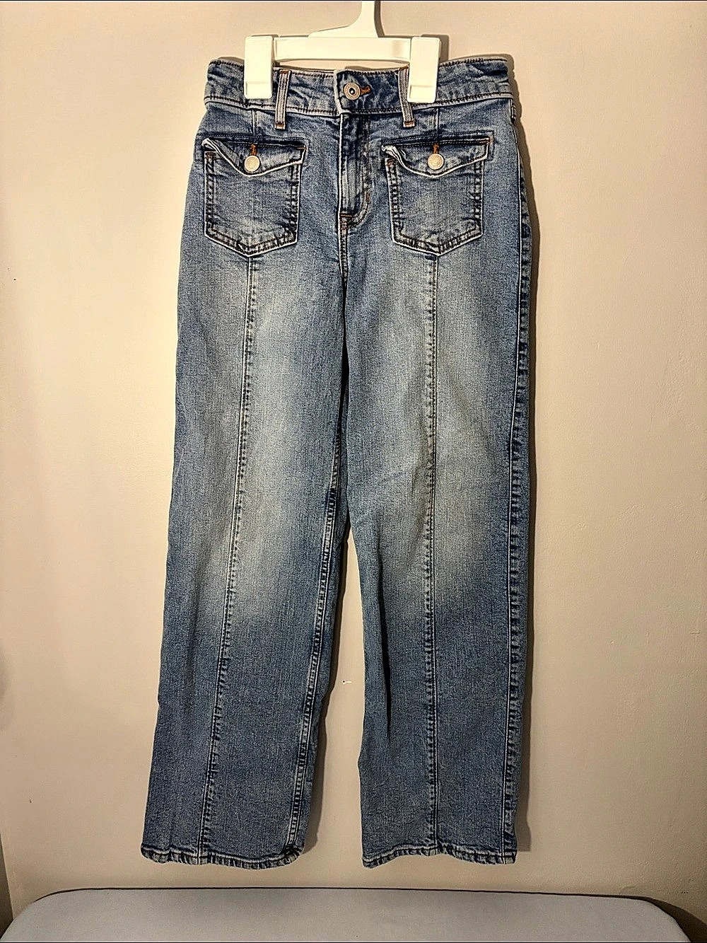 Abercrombie Kids High Rise Wide Leg Jeans Blue Girls 11/12 long
